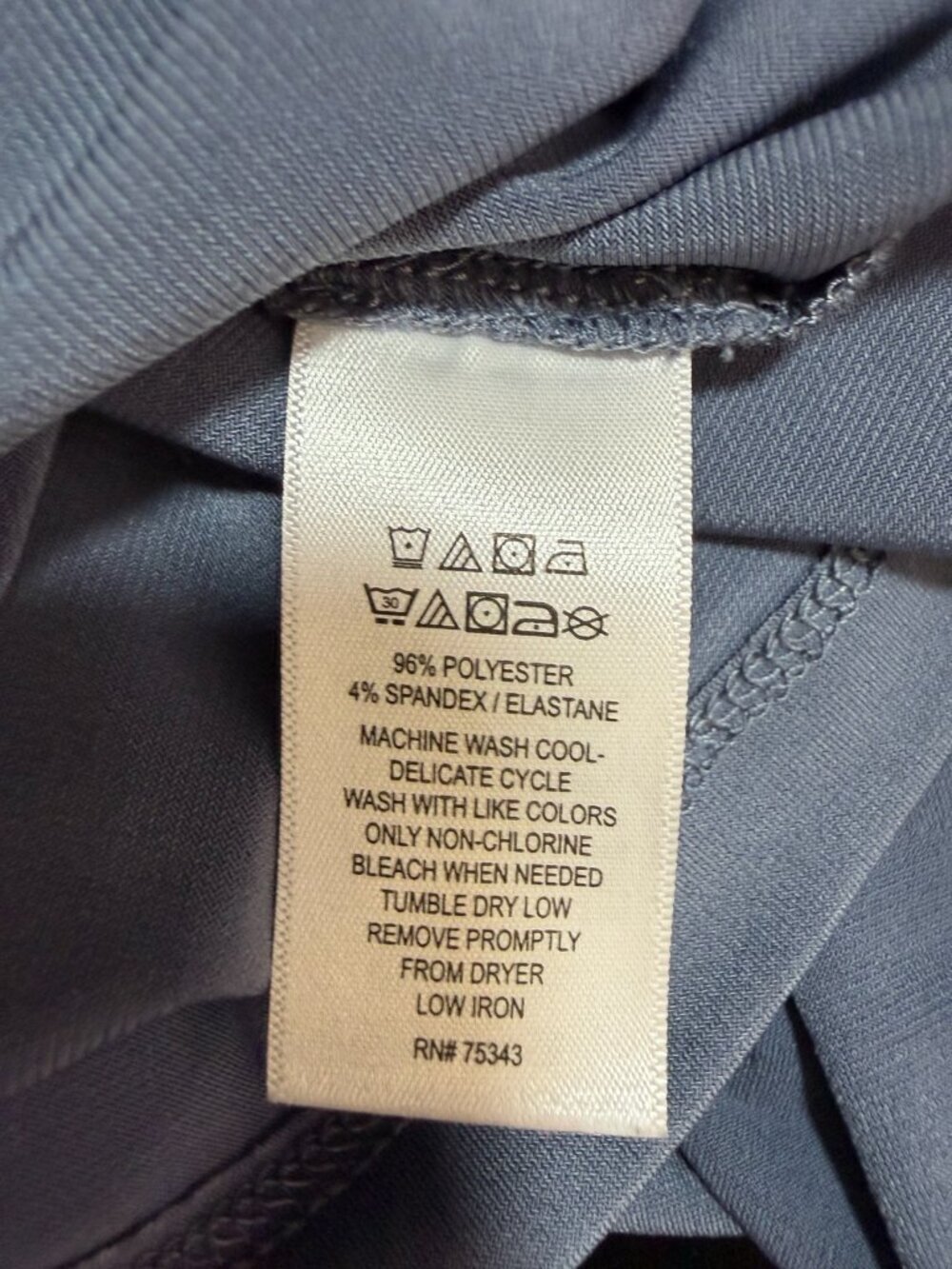 Tahari Dusty Blue Faux Wrap Ruched Long Sleeve Top | Size Medium - Picture 9 of 9